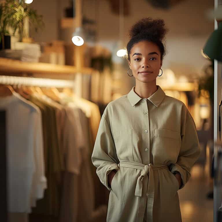 Woman wearing oversize shirt dress with belt