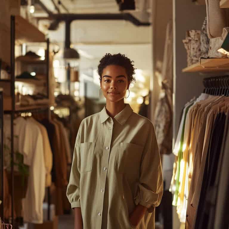 Woman wearing oversize shirt dress without belt