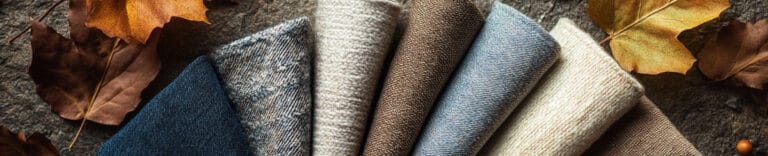 Array of fabric swatches for comfortable autumn clothing